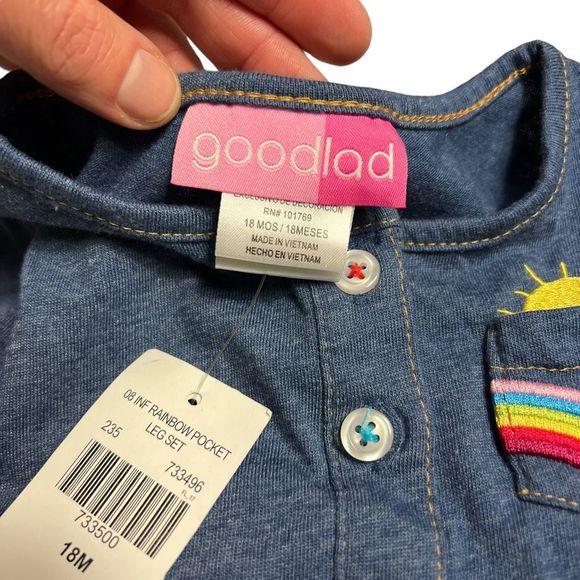 Goodlad Baby Girl’s Outfit Size 18 Months Leggings Denim Looking‎ Top Rainbows - Picture 4 of 8